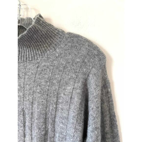 J. Crew Ribbed Oversized Merino Wool Alpaca Soft Turtleneck Gray Size XS NEW - Picture 3 of 7